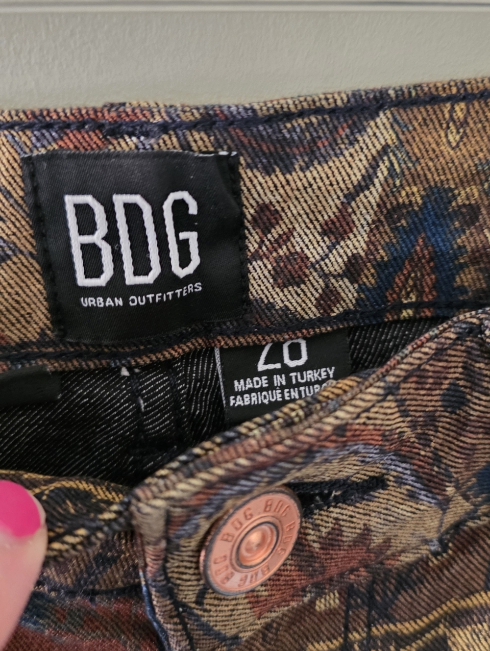 BDG 28 70s Hippie Boho Festival Paisley Tapestry Jacquard Patchwork Flare Jeans - Picture 3 of 16